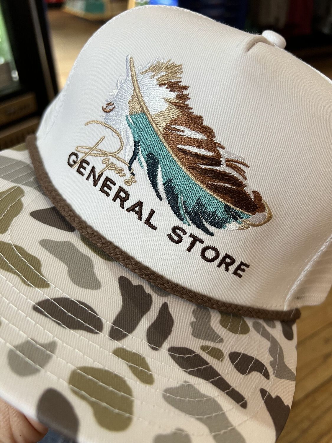 PGS Feather White Camo Rope Hat