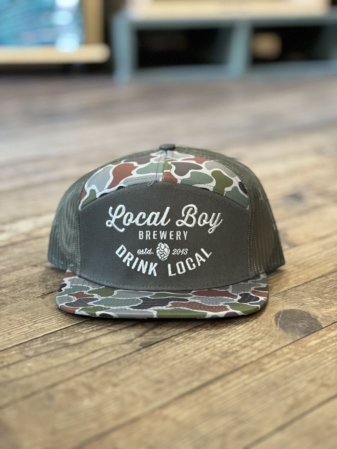 Local Boy Brewery 7 Panel Hat Forest Camo