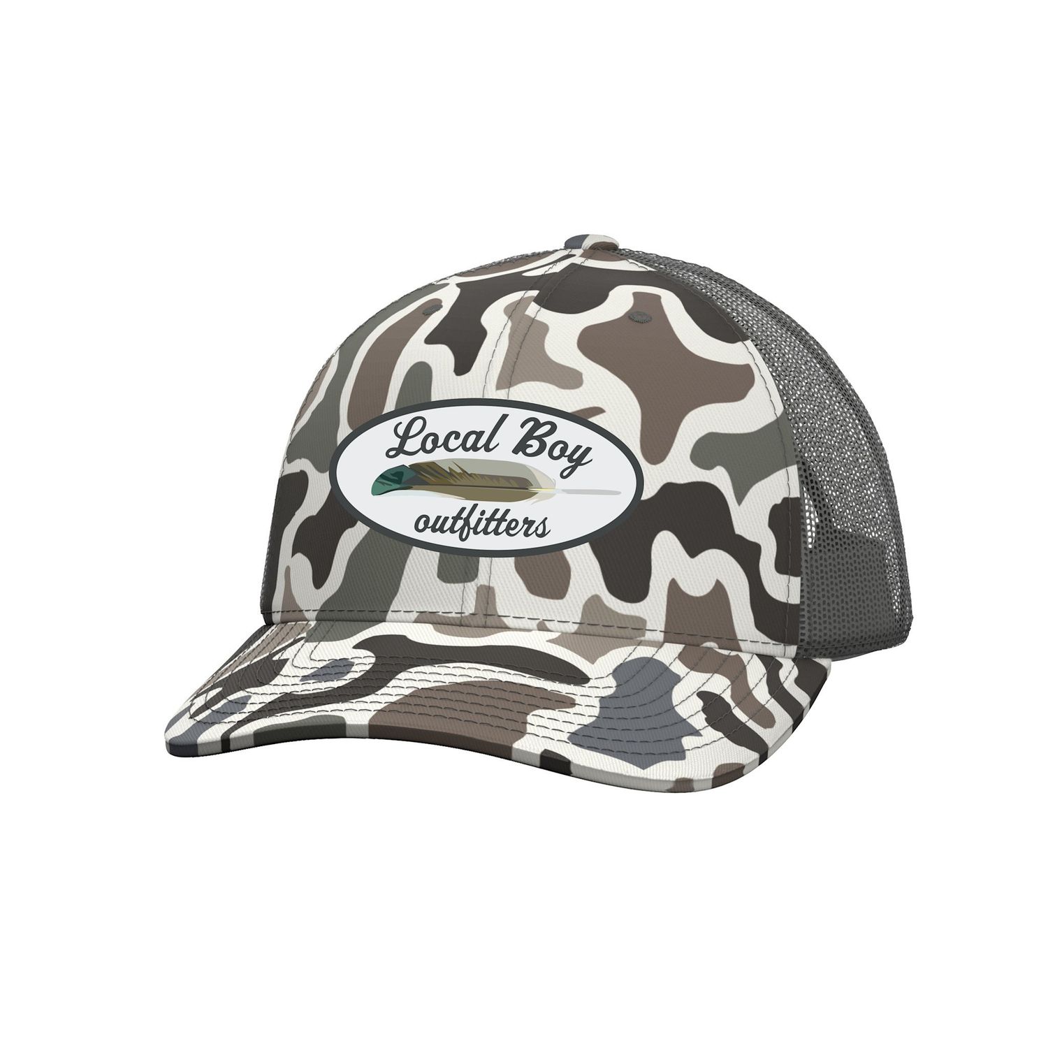 Local Boy Wood Duck Feather Patch Trucker Hat Localflage