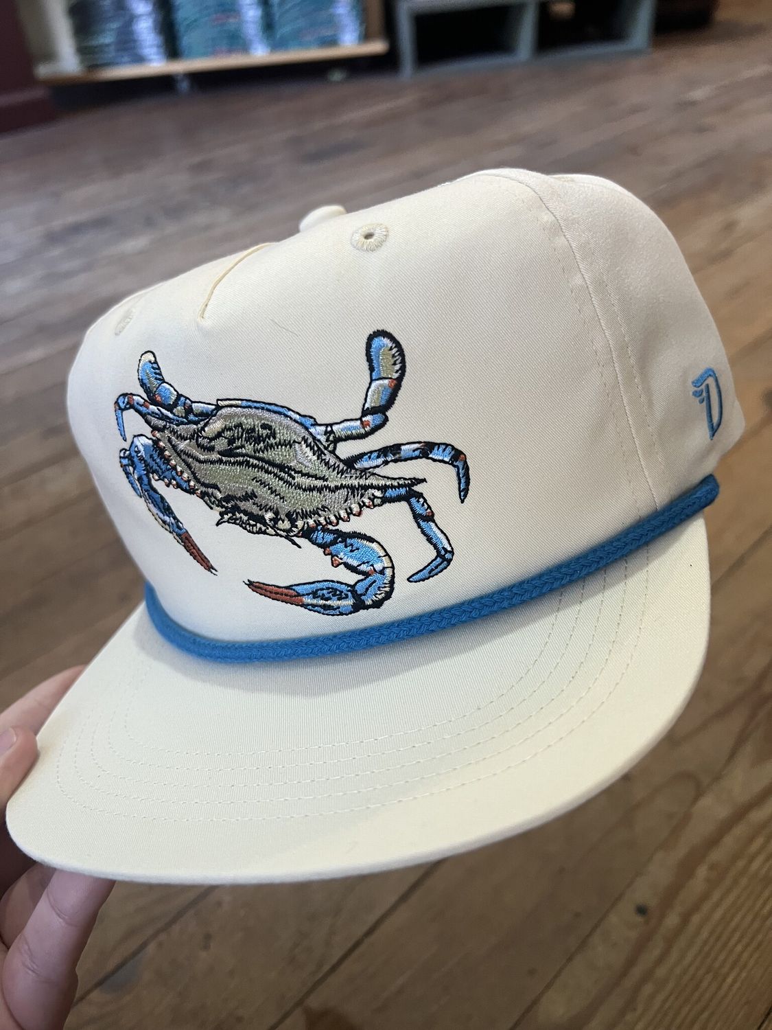 Duck Camp Blue Crab Hat Ivory