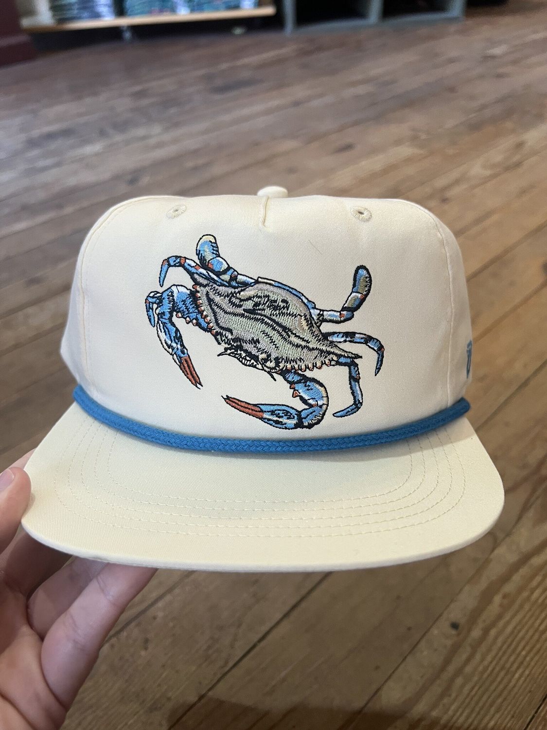 Duck Camp Blue Crab Hat Ivory