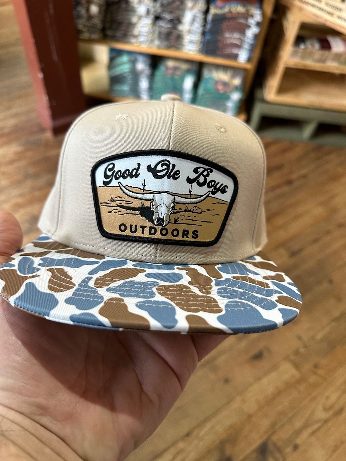 GOB Cattle Skull Patch Hat  Beige/Blue Old School