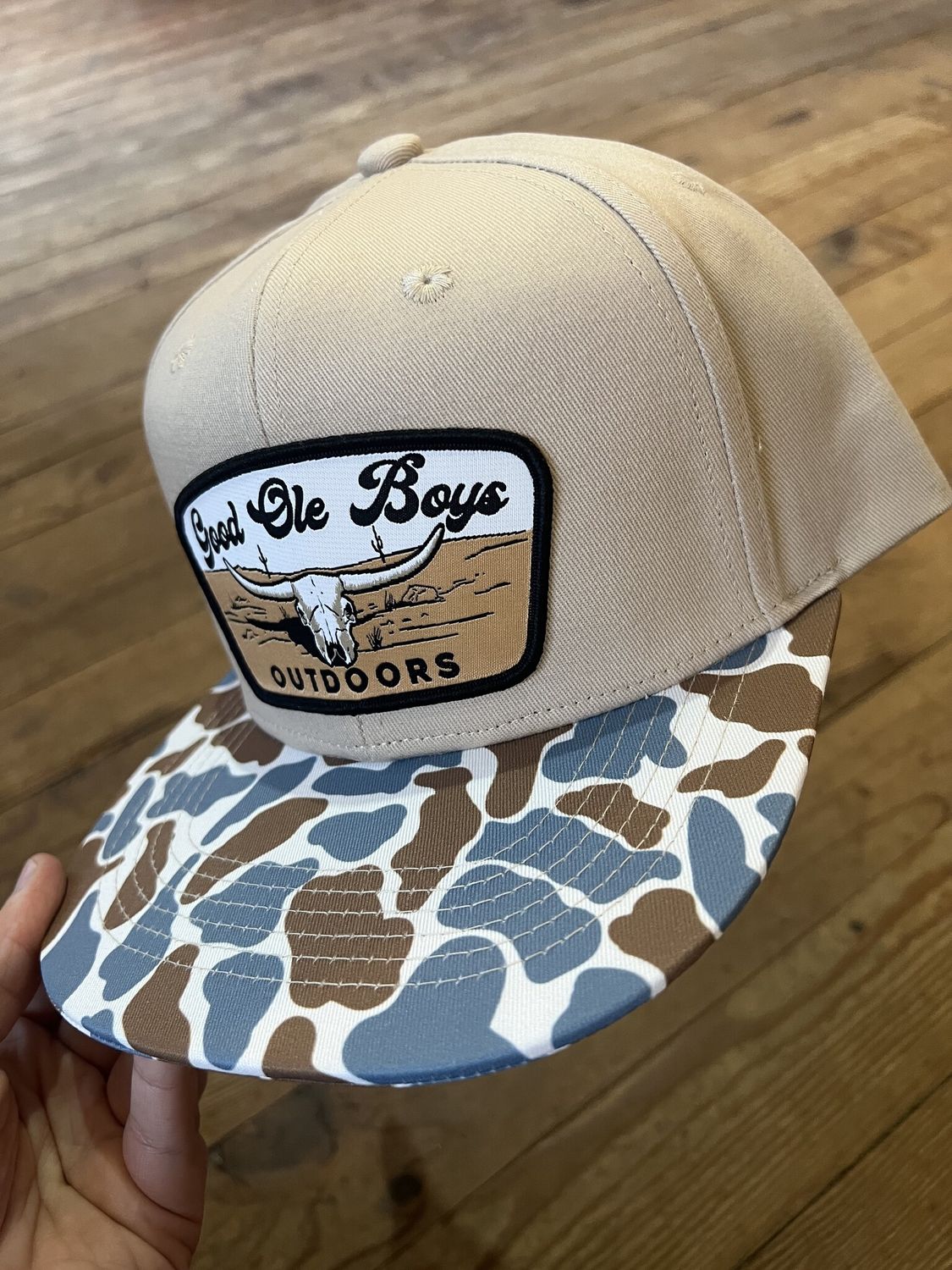 GOB Cattle Skull Patch Hat  Beige/Blue Old School