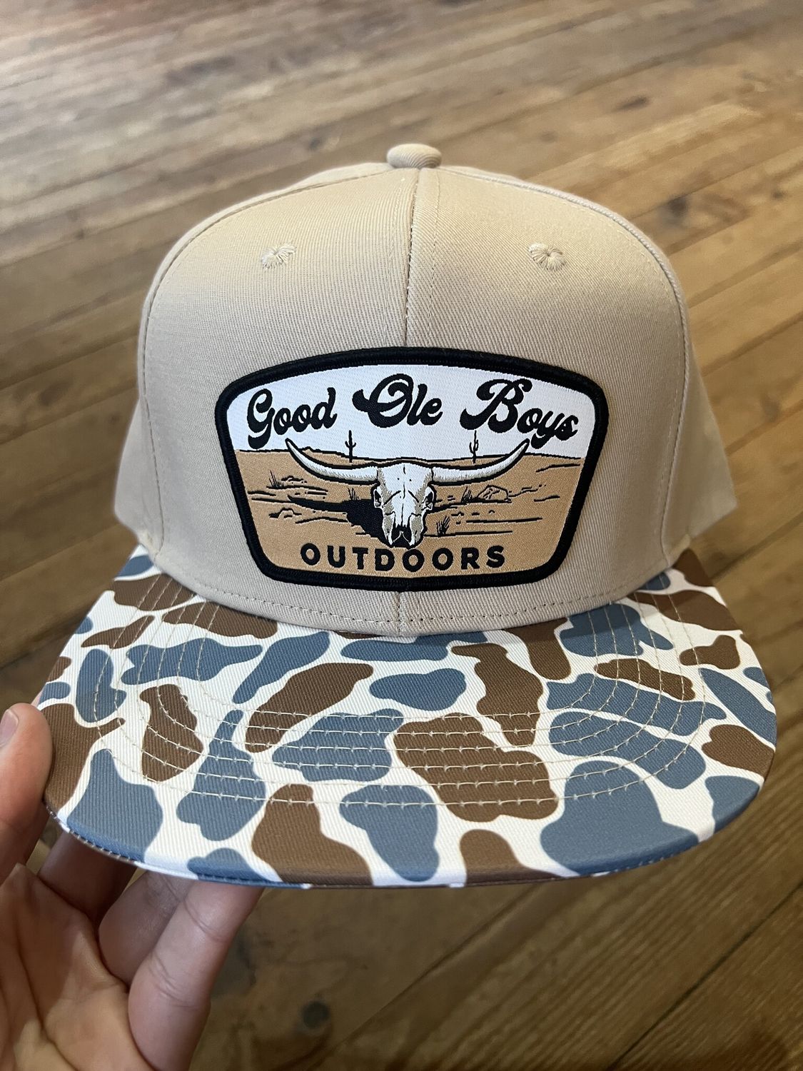 GOB Cattle Skull Patch Hat  Beige/Blue Old School