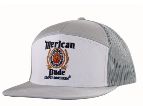 Simply Southern American Dude Lt Grey 7 Panel Hat