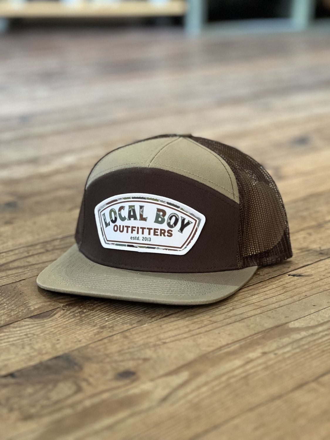 Local Boy Forest Camo Label 7 Panel Hat Khaki/Brown