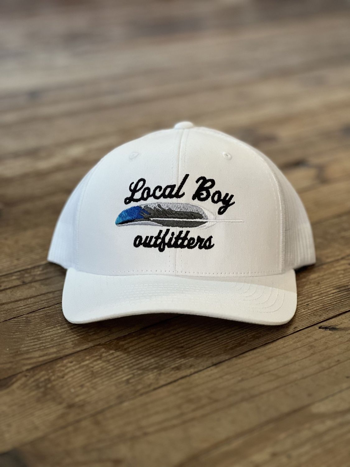 Local Boy Wood Duck Feather Trucker Hat White