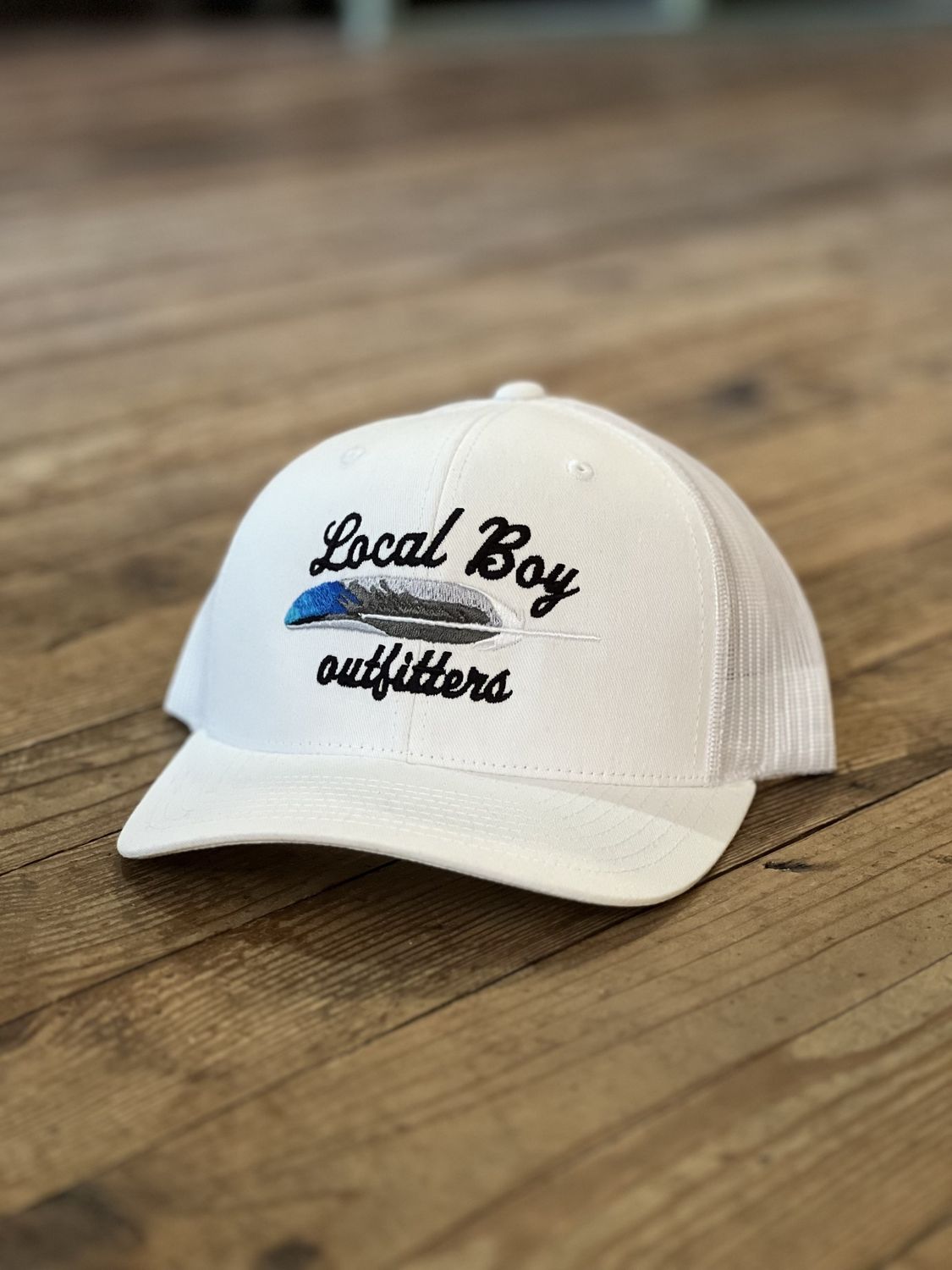 Local Boy Wood Duck Feather Trucker Hat White