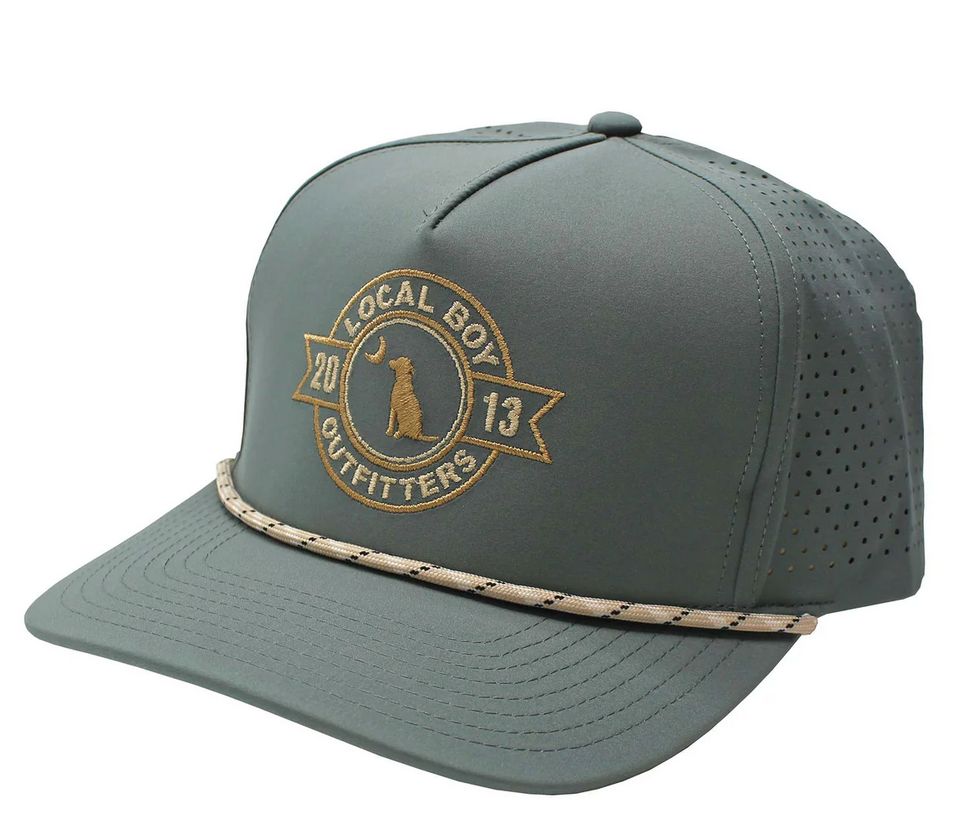 Local Boy Banner Perforated Rope Hat Warm Grey