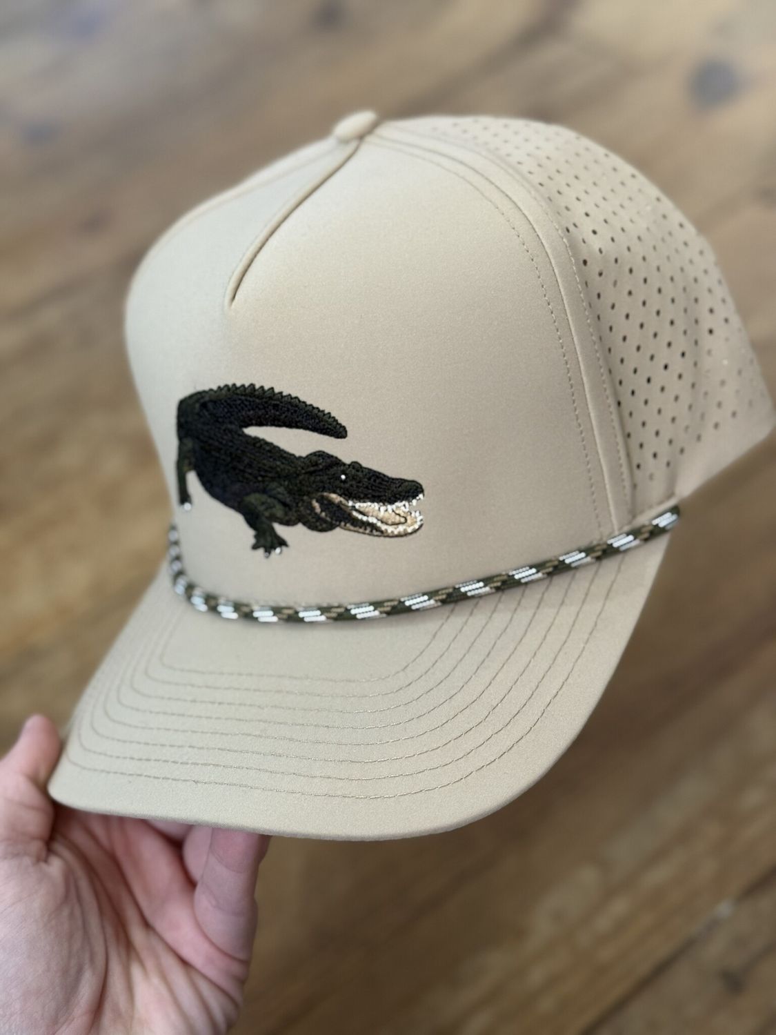 Local Boy See Ya Later Perforated Rope Hat Light Khaki