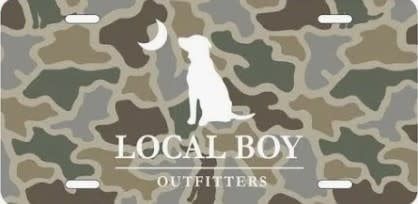 Local Boy License Plate Sand Dog &amp; Moon Camo