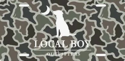Local Boy License Plate Dog &amp; Moon Camo