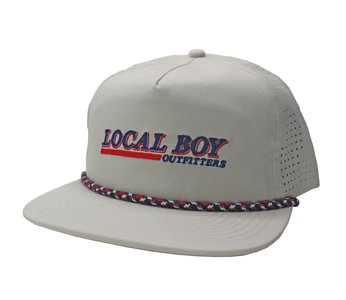 Local Boy Retro Latte Perforated Flat Brim Hat Stone