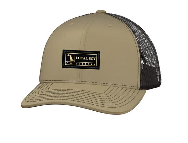 Local Boy Youth Woven Label Trucker Hat Khaki/Coffee