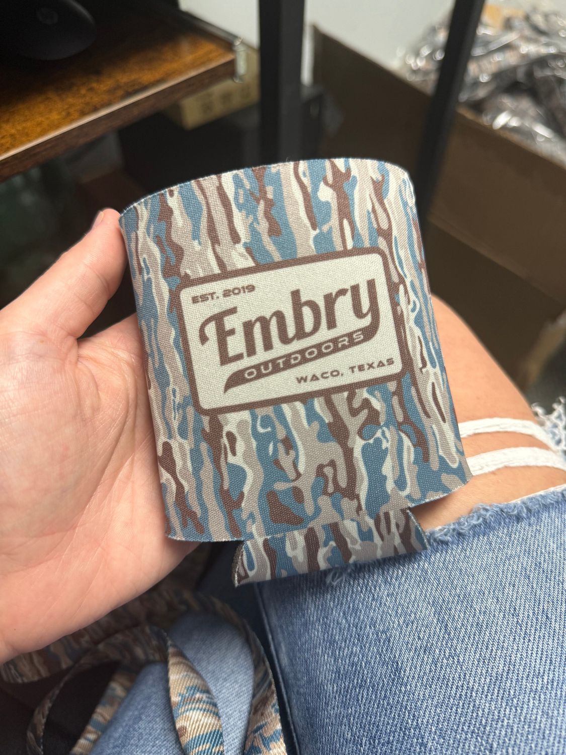 EO x PGS Blue Ranch Camo Can Cooler