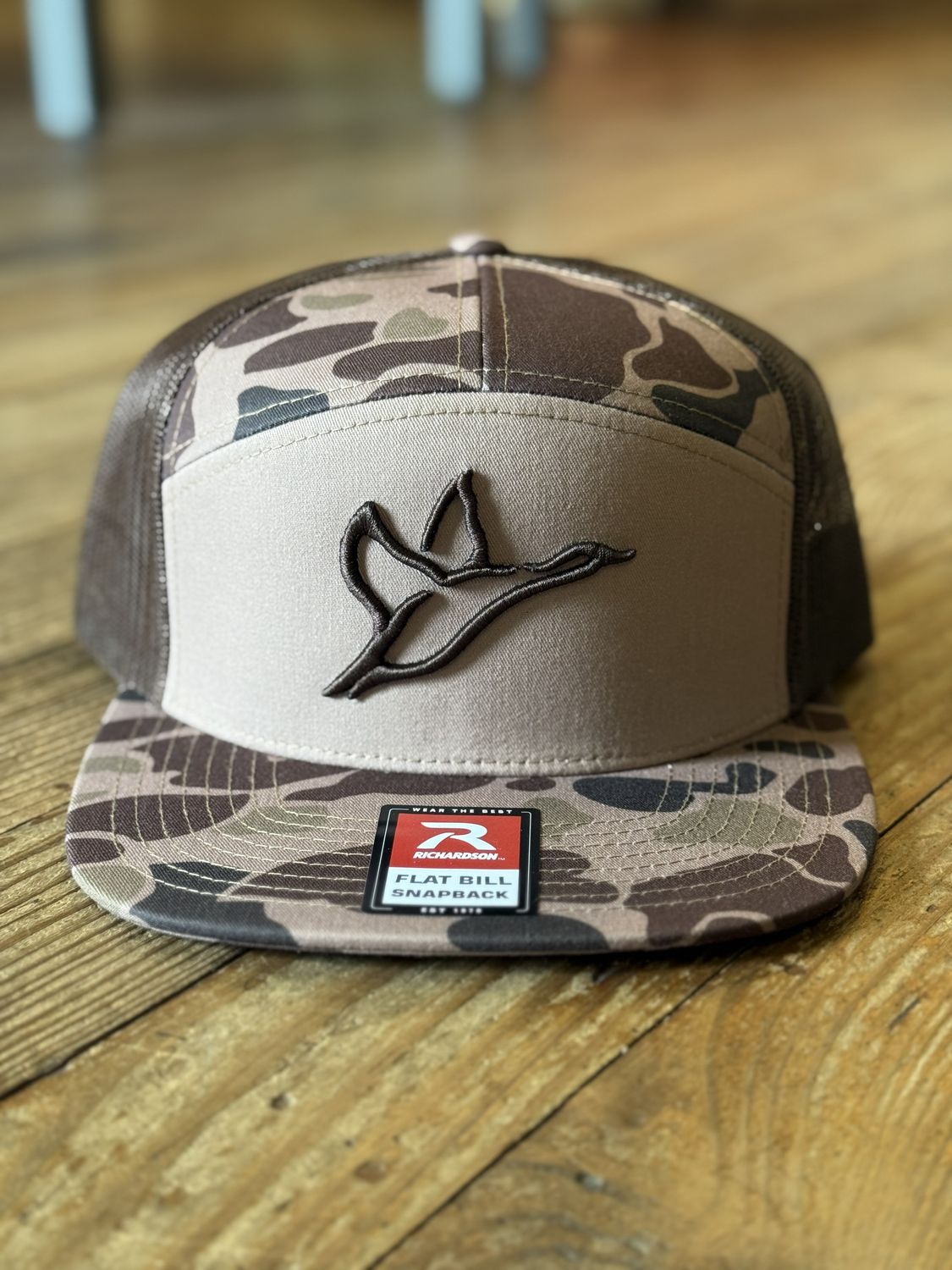 7 Panel Bark Duck Camo Hat Brown Icon
