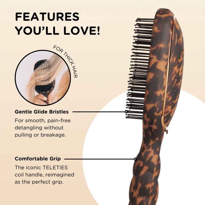 Detangler Hair Brush for Thick Hair – Tortoise - Full Size