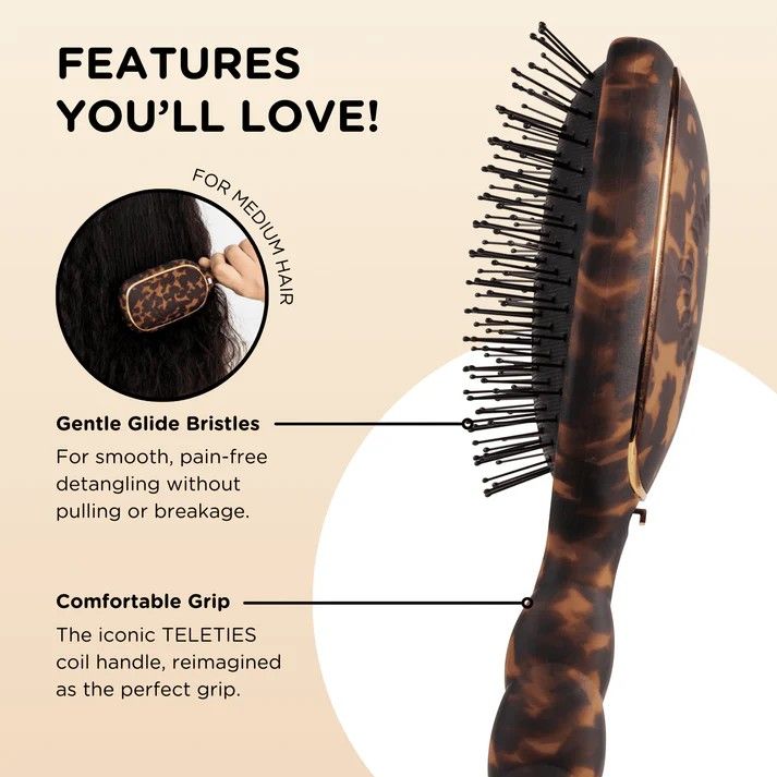 Detangler Hair Brush for Medium Hair – Tortoise - Full Size