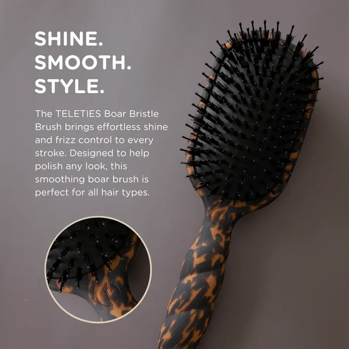 Boar Bristle Hair Brush - Tortoise - Full Size