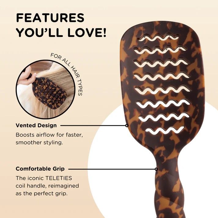 Vented Hair Brush - Tan - Full Size