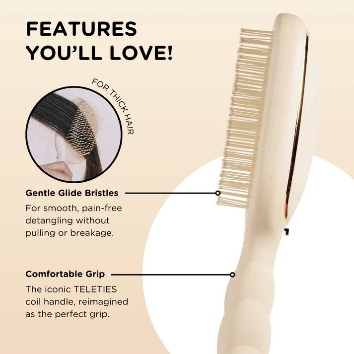 Detangler Hair Brush for Thick Hair – Tan - Full Size