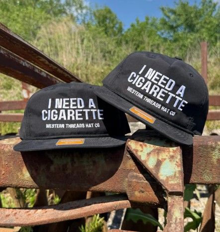 WT I Need A Cigarette Black Rope Hat