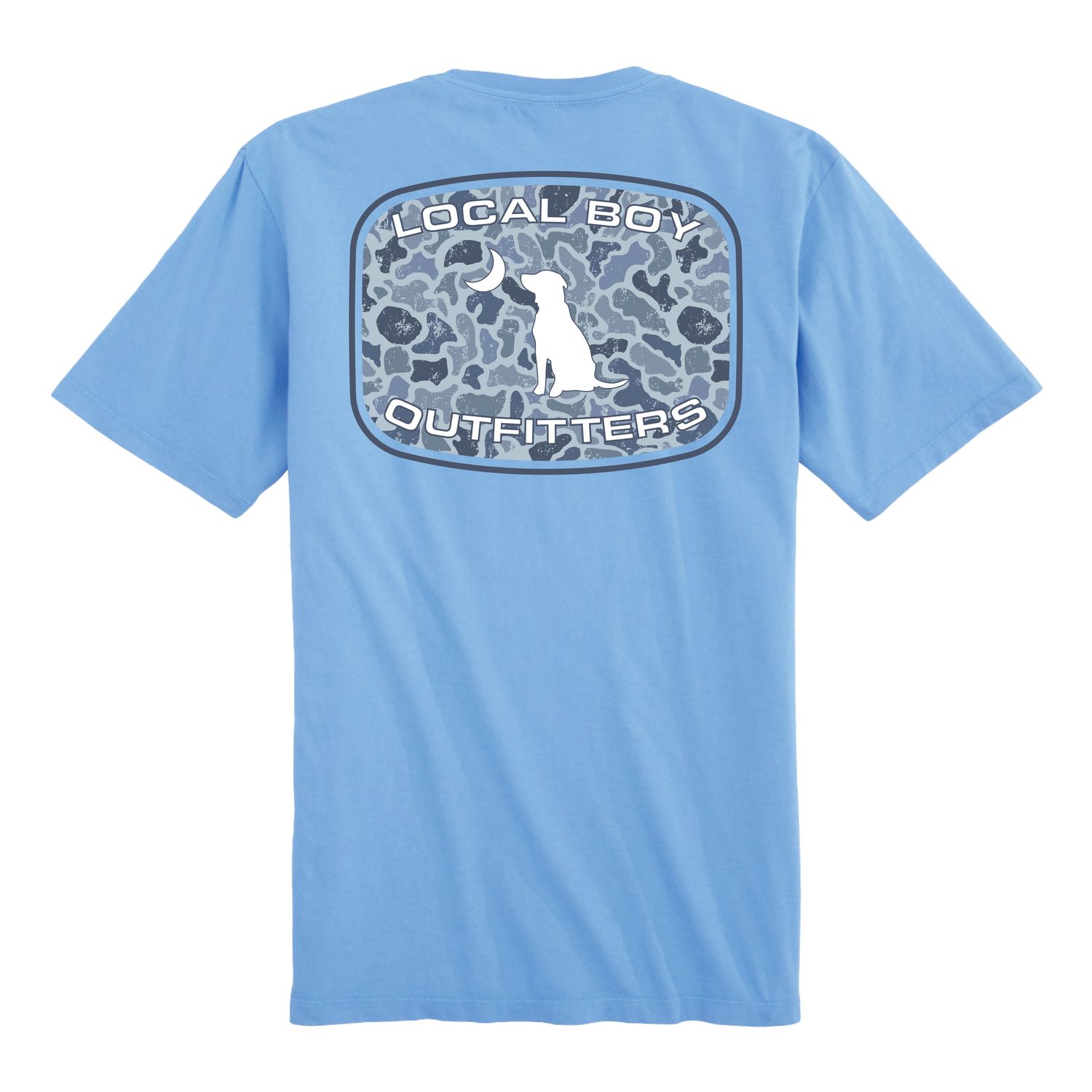 Distressed Cobalt Patch Washed Denim Tee
