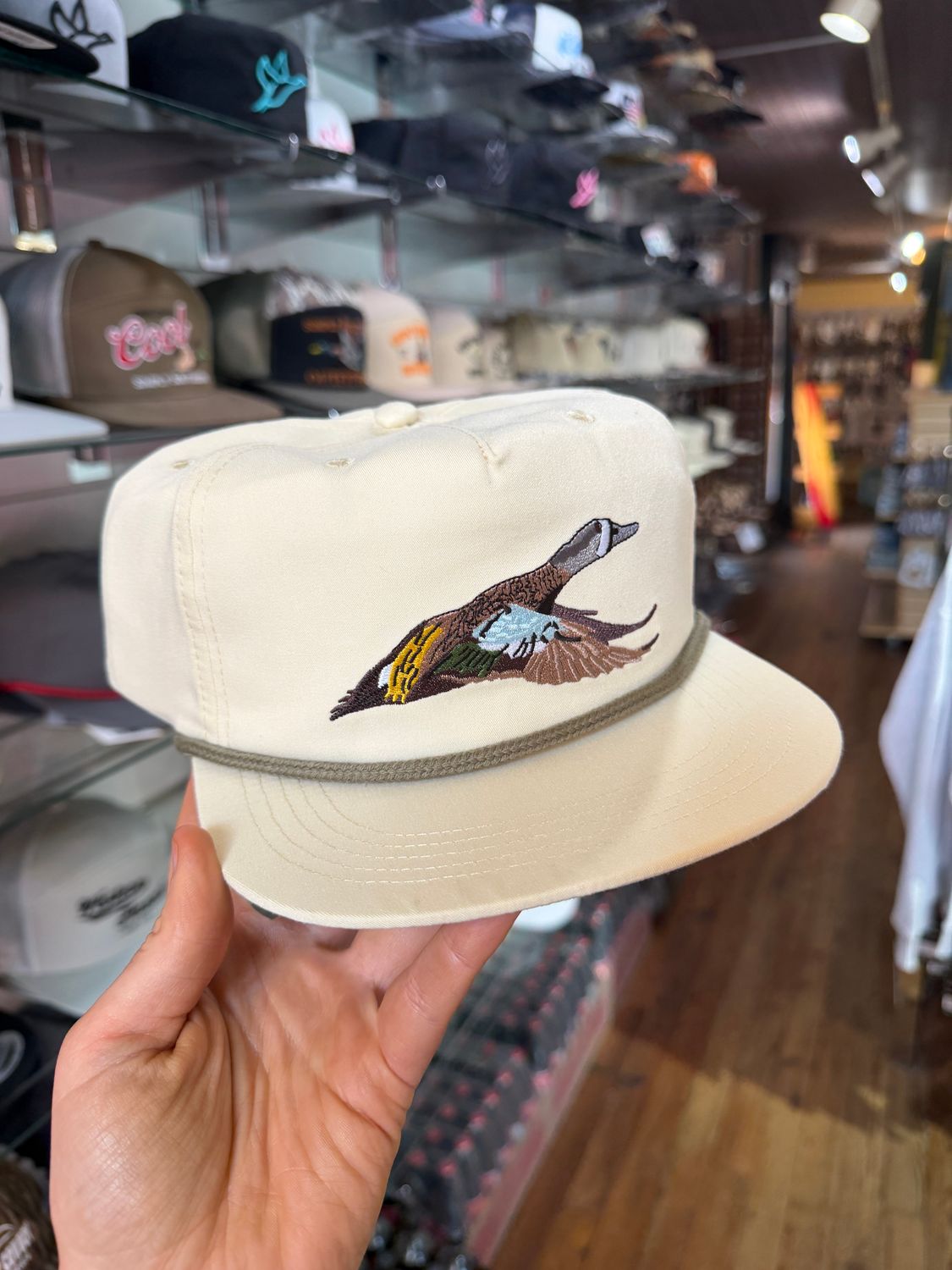 Duck Camp Grandpa Blue Winged Teal Hat Ivory