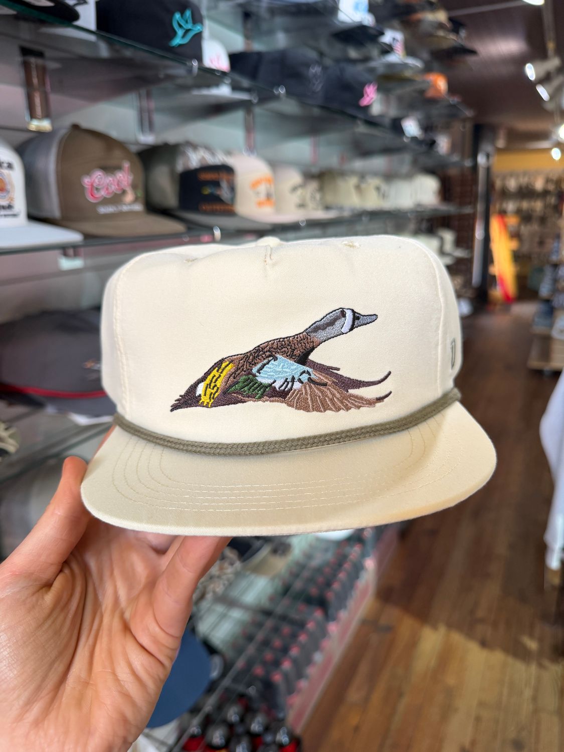 Duck Camp Grandpa Blue Winged Teal Hat Ivory