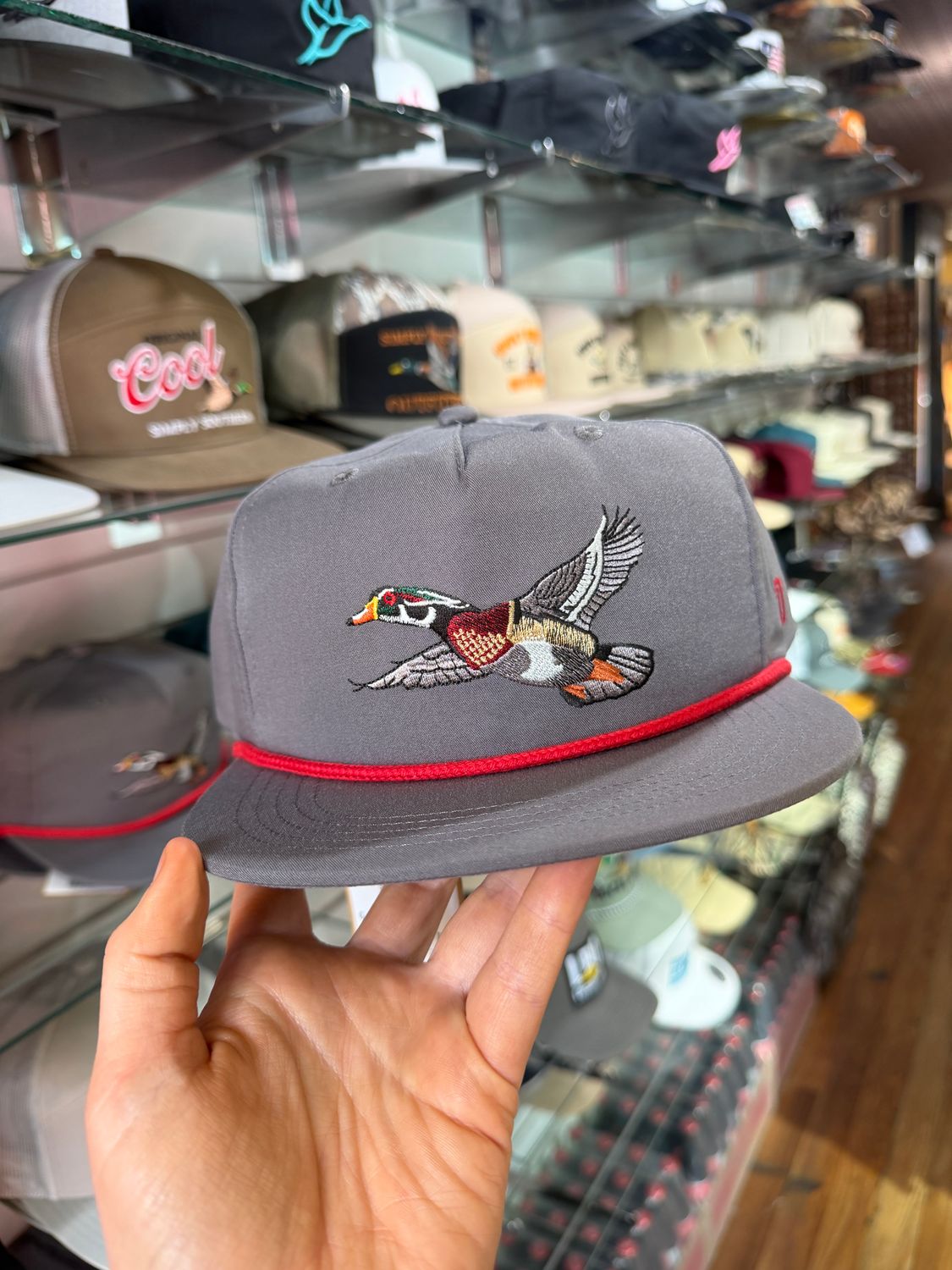 Duck Camp Grandpa Wood Duck Hat Charcoal