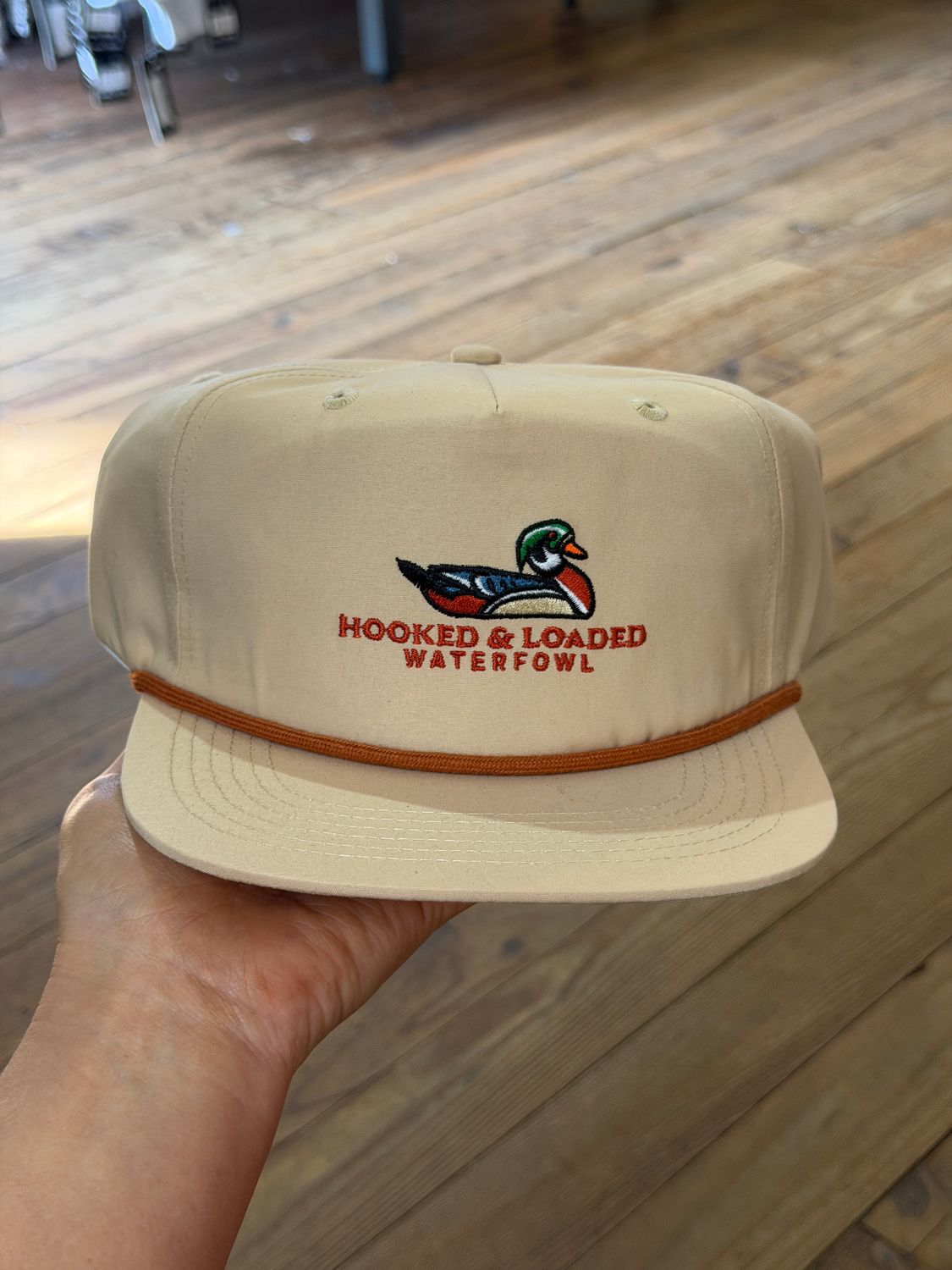 Woodie Waterfowl Khaki/Rust Rope Hat