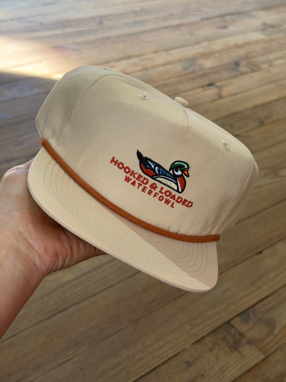 Woodie Waterfowl Khaki/Rust Rope Hat