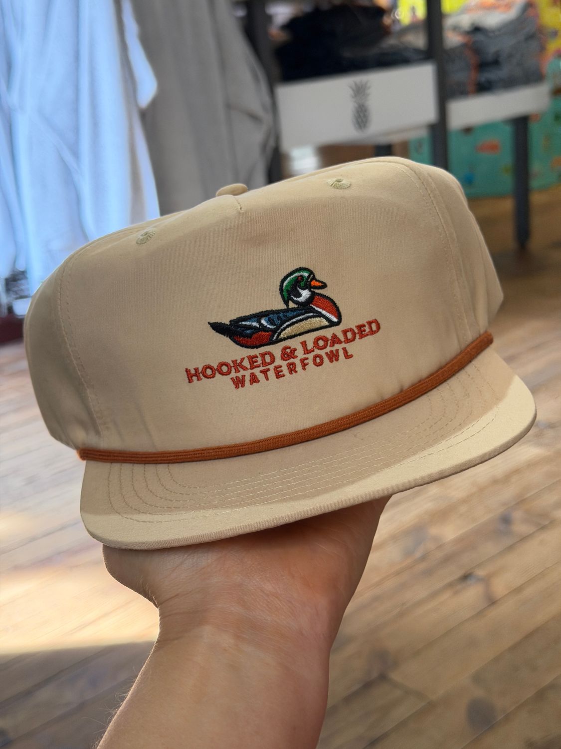 Woodie Waterfowl Khaki/Rust Rope Hat