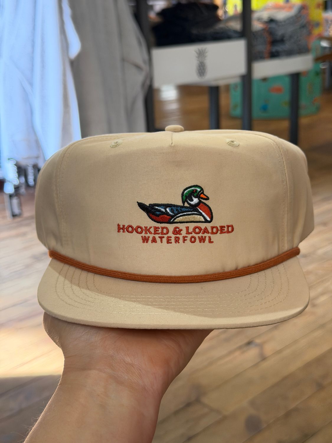 Woodie Waterfowl Khaki/Rust Rope Hat