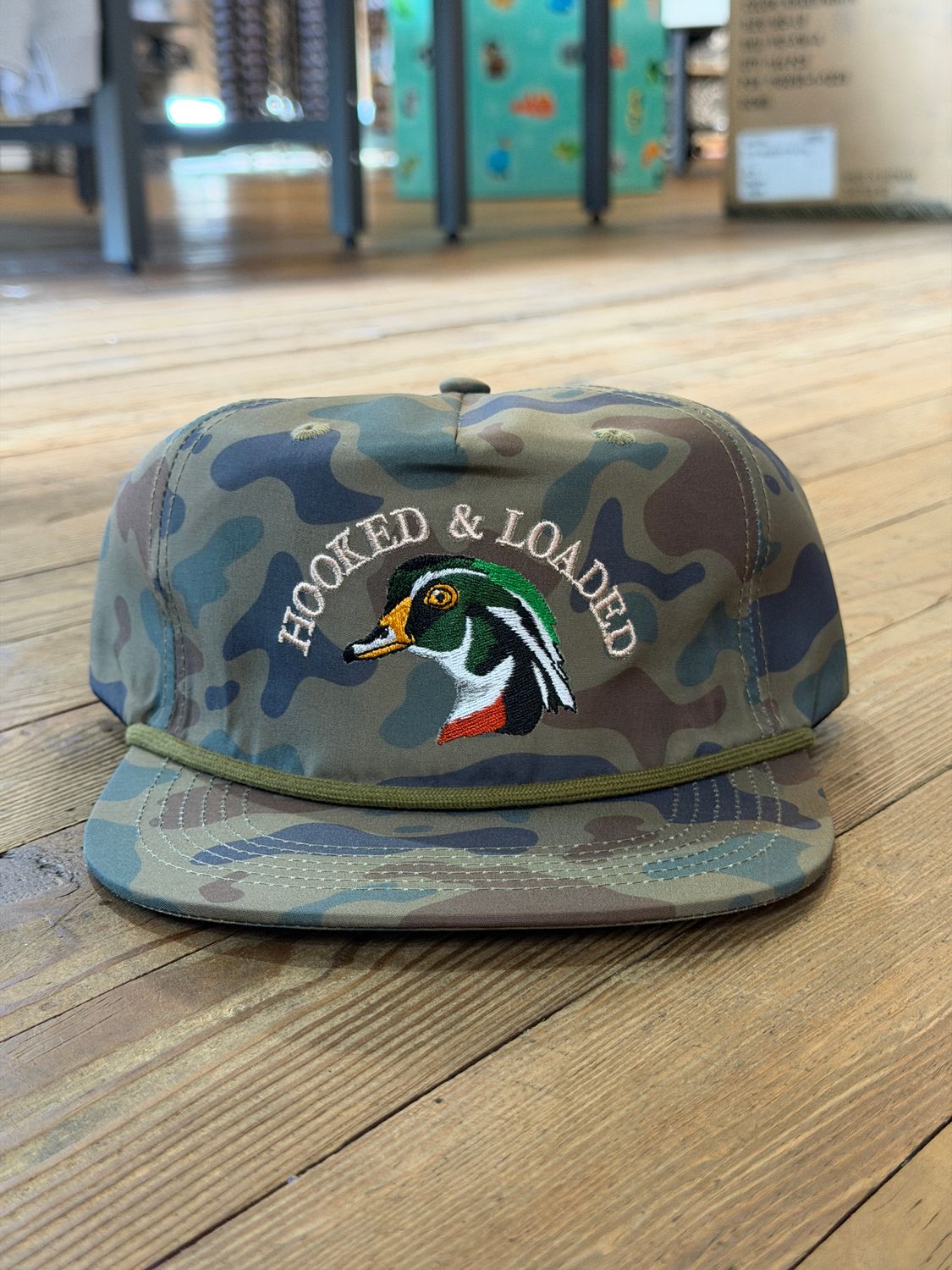 Woodie Dark Old School Camo Rope Hat