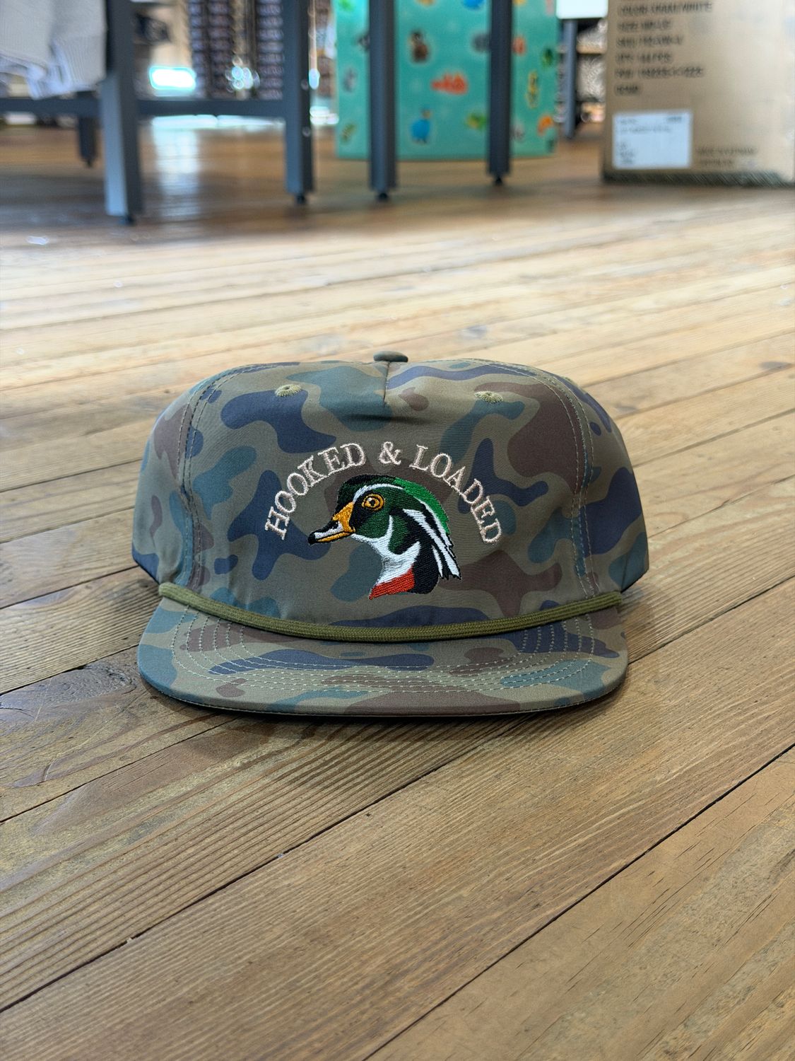 Woodie Dark Old School Camo Rope Hat