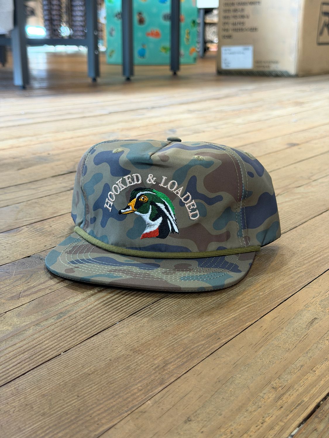 Woodie Dark Old School Camo Rope Hat