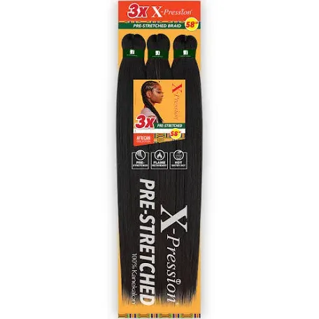 Outre X-Pression Pre-Stretched Braiding Hair 3X – 58” – Color 1B