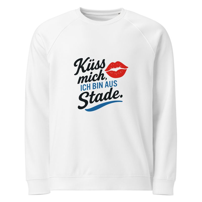 Küss mich - Ich bin aus Stade (Unisex Bio-Raglan-Pullover)
