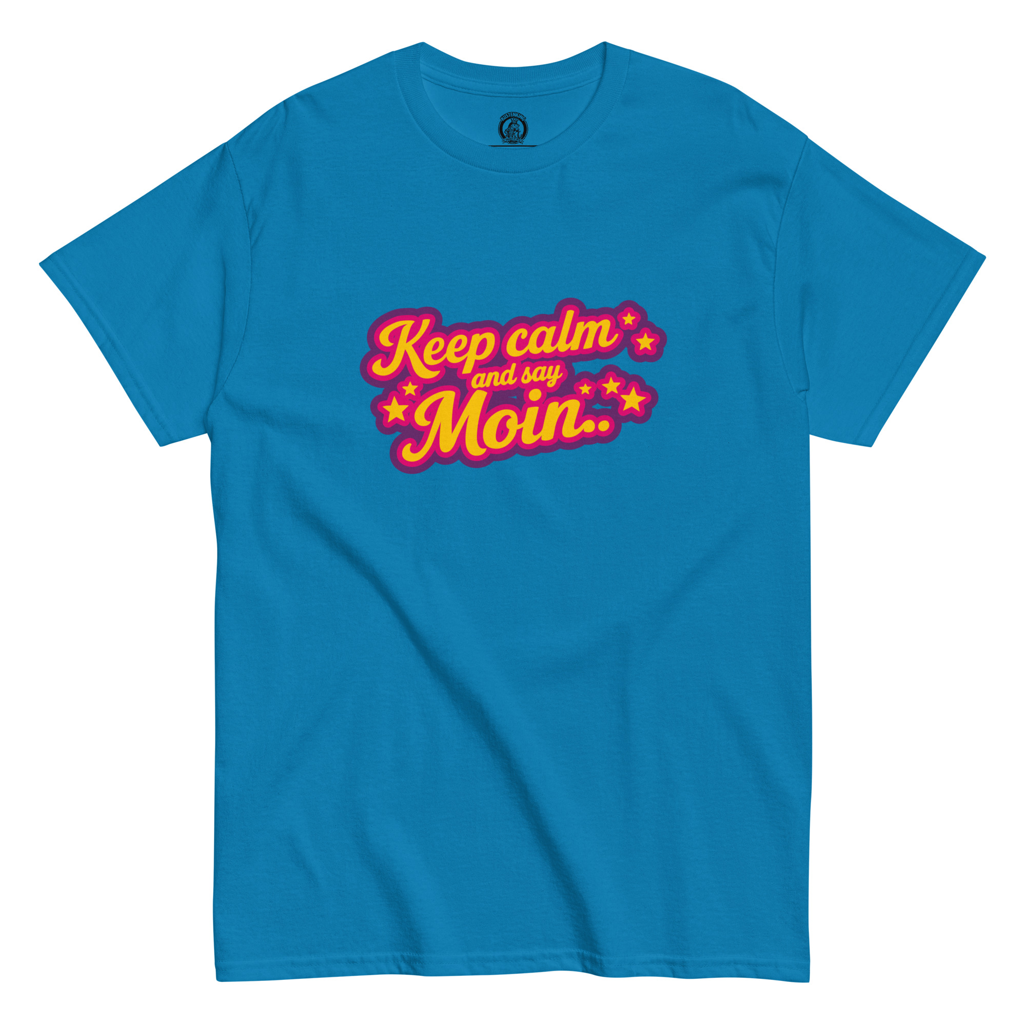 Keep calm and say Moin - Print in gelb/lila (Unisex T-Shirt)