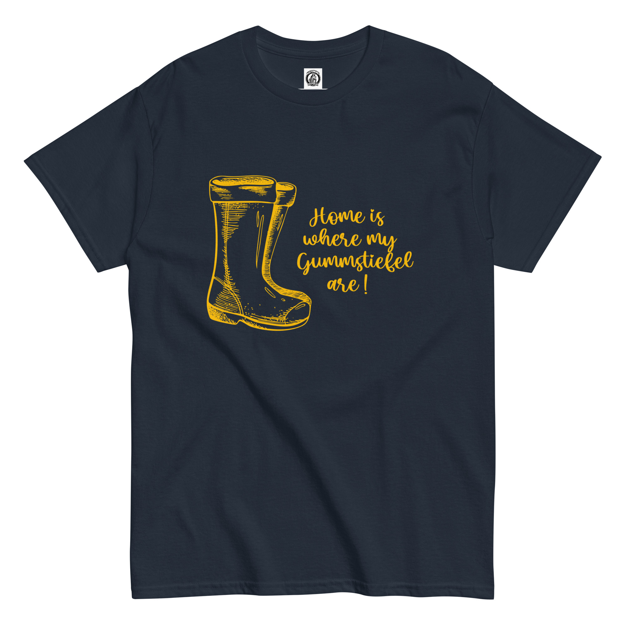 Home is where my Gummistiefel are - Print in Gelb (Unisex T-Shirt)