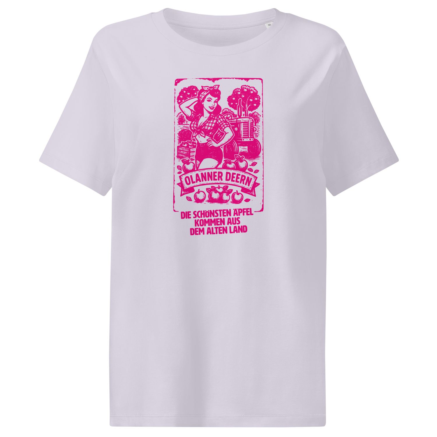 Ollaner Deern - Print in Pink (Bio-T-Shirt mit Rippkragen für Damen)
