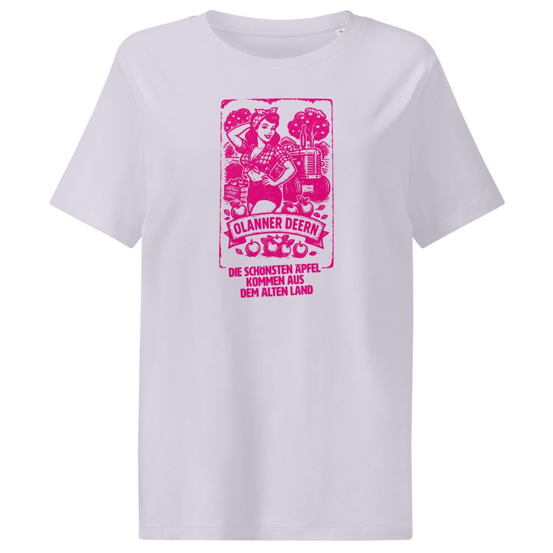 Ollaner Deern - Print in Pink (Bio-T-Shirt mit Rippkragen für Damen)