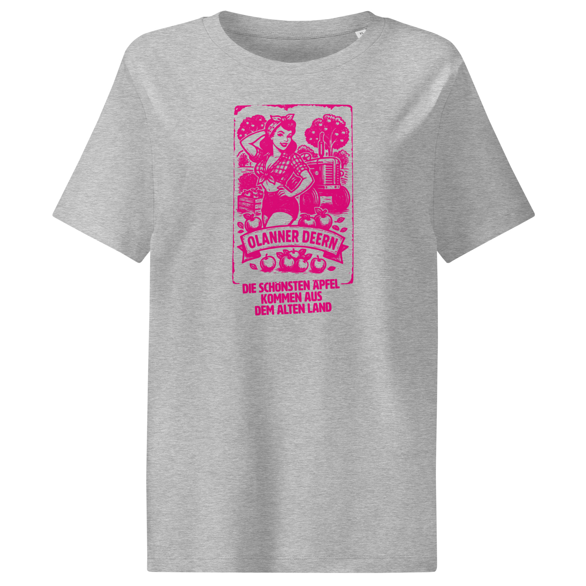 Ollaner Deern - Print in Pink (Bio-T-Shirt mit Rippkragen für Damen)