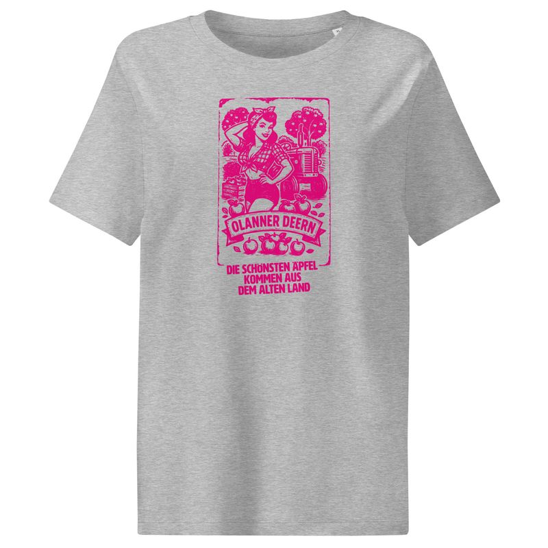 Ollaner Deern - Print in Pink (Bio-T-Shirt mit Rippkragen für Damen)