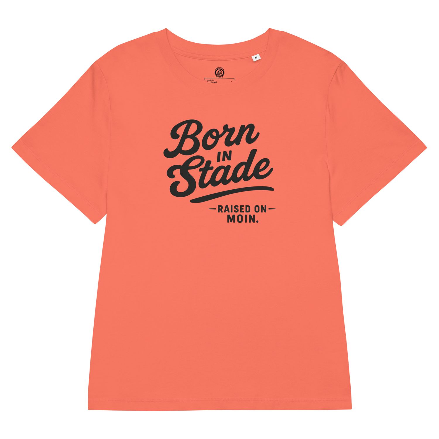 Born in Stade - Print in schwarz (BIO-Damen-T-Shirt mit Rippkragen)
