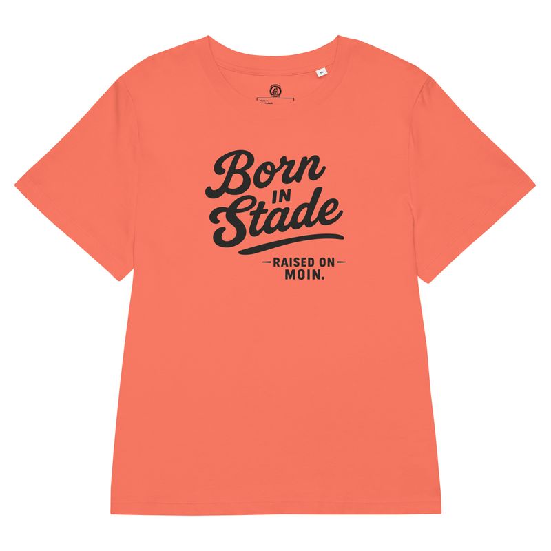 Born in Stade - Print in schwarz (BIO-Damen-T-Shirt mit Rippkragen)