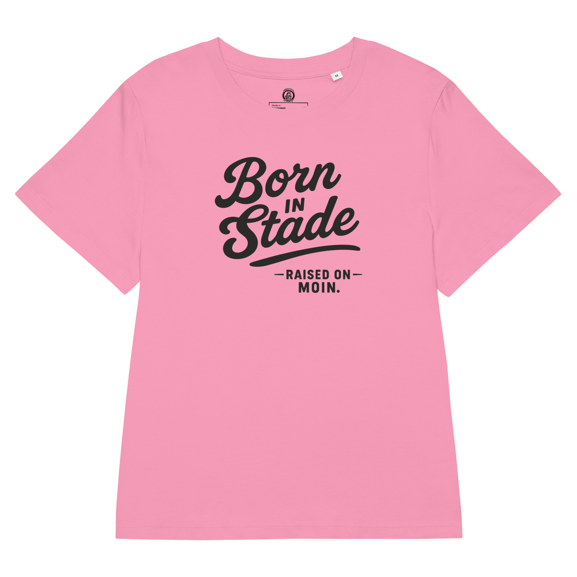 Born in Stade - Print in schwarz (BIO-Damen-T-Shirt mit Rippkragen)