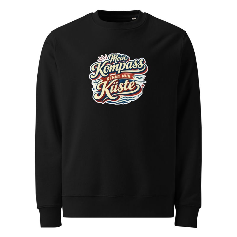 Mein Kompass kennt nur Küste (Unisex Bio-Pullover)