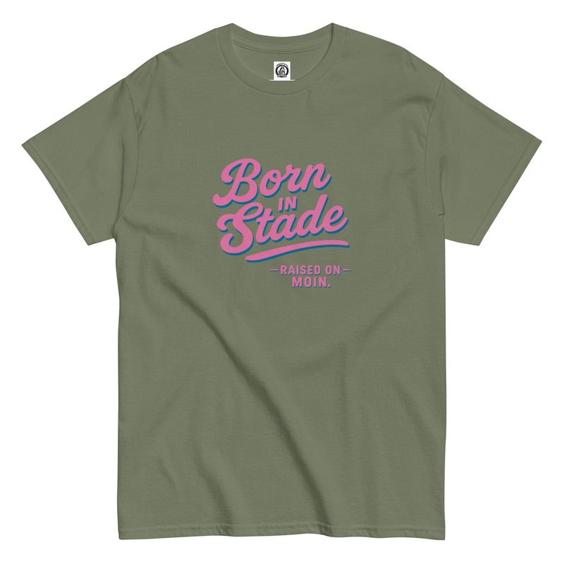 Born in Stade - Print in Columbine Pink (Unisex T-Shirt)